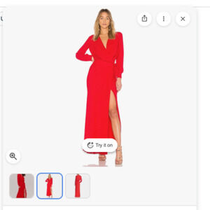 Fame and Partners Dress 4 Maquino Red Long Sleeve Maxi Wrap Dress Long Sleeve